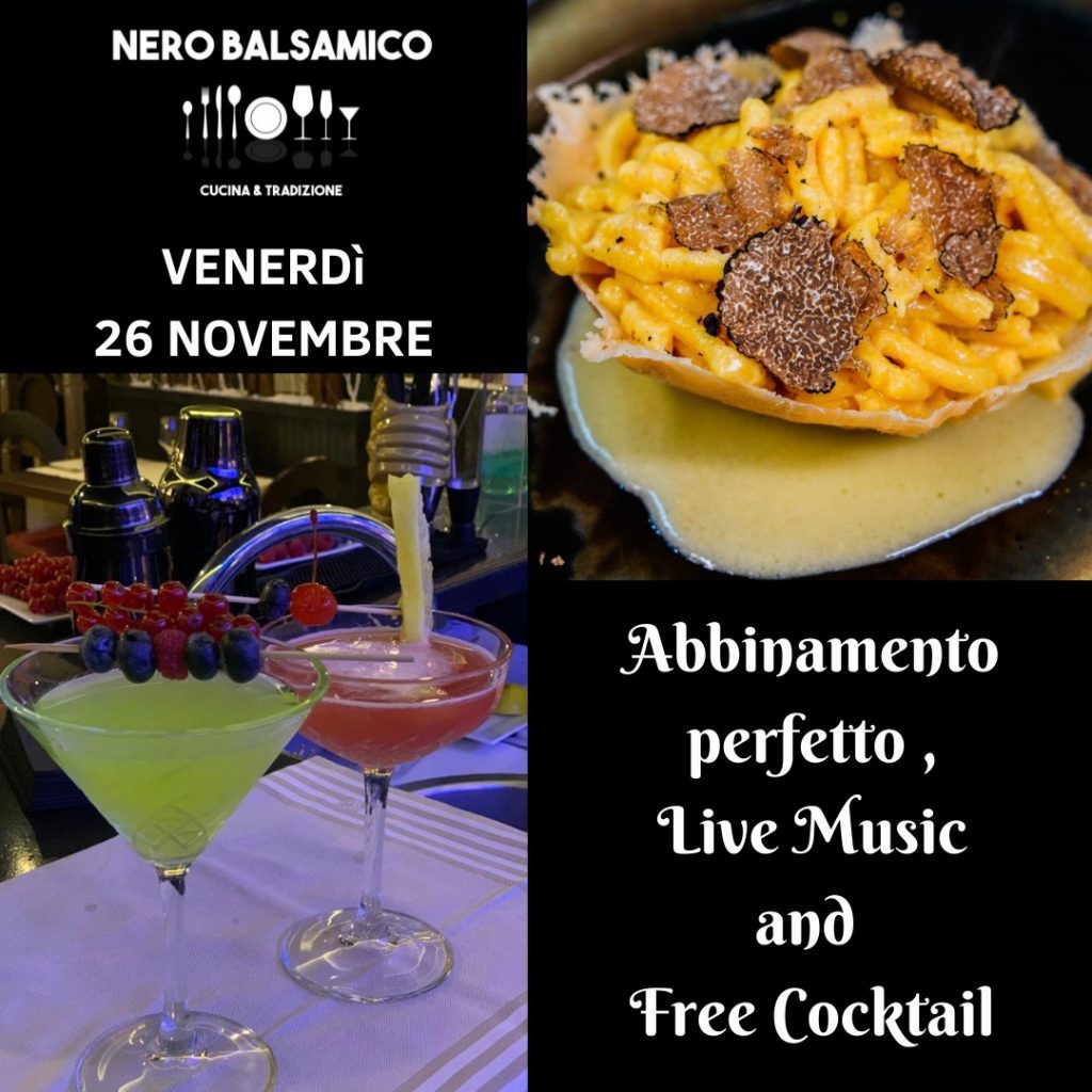 ristorante nero balsamico modena venerdi 26 novembre