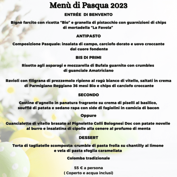 menu di pasqua 2023 ristorante nero balsamico modena