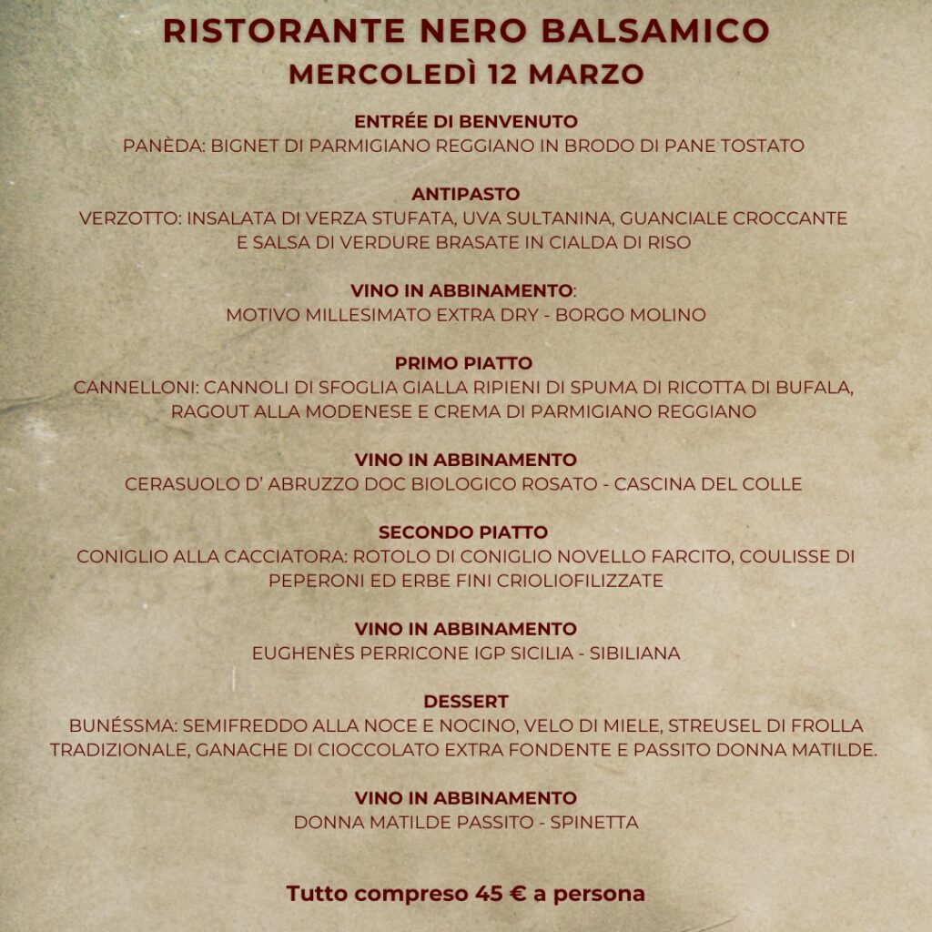 Cena Tradizionale al Nero Balsamico: Un Viaggio nel Gusto con Abbinamenti Vini Cena Tradizionale al Nero Balsamico: Un Viaggio nel Gusto con Abbinamenti Vini